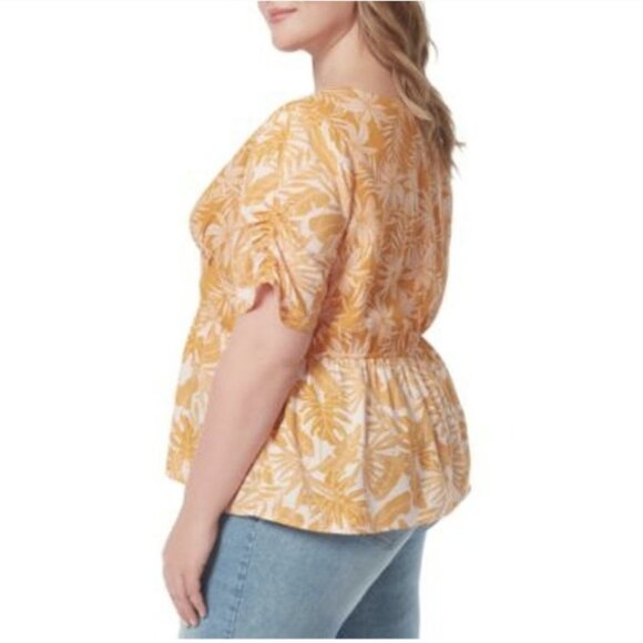 JESSICA SIMPSON Women's Size 1X Babydoll Blouse Top Boho Tropical Plus Size - Picture 3 of 11